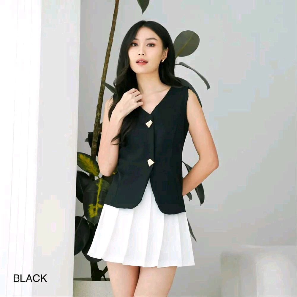 Button Vest Bruna Atasan Vintage Modern Style
